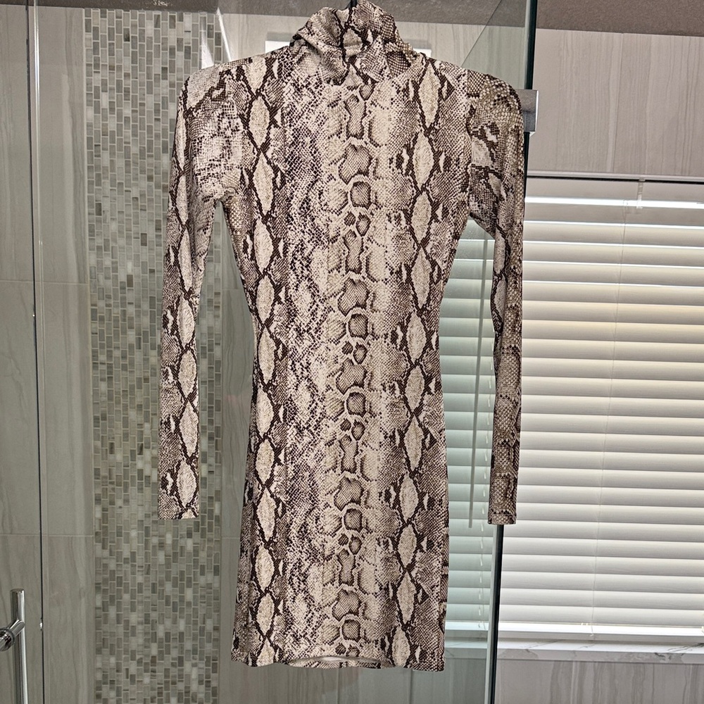 Snakeskin Print Long Sleeve Dress by Naked Wardrobe